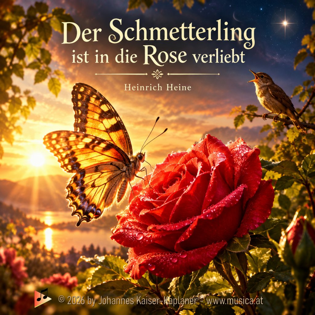Heinrich Heine: Der Schmetterling ist in die Rose verliebt